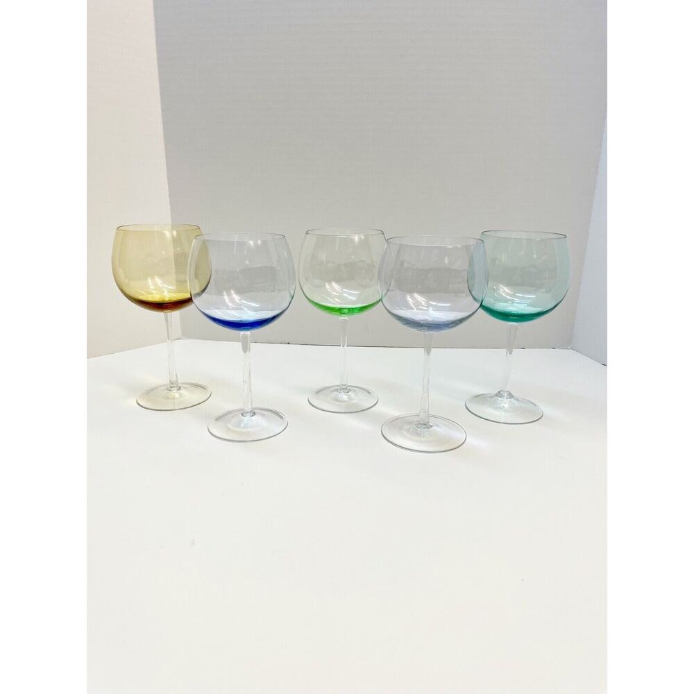 Block Crystal Mouth Blown Crystal Pastel Tint Balloon Wine Glasses